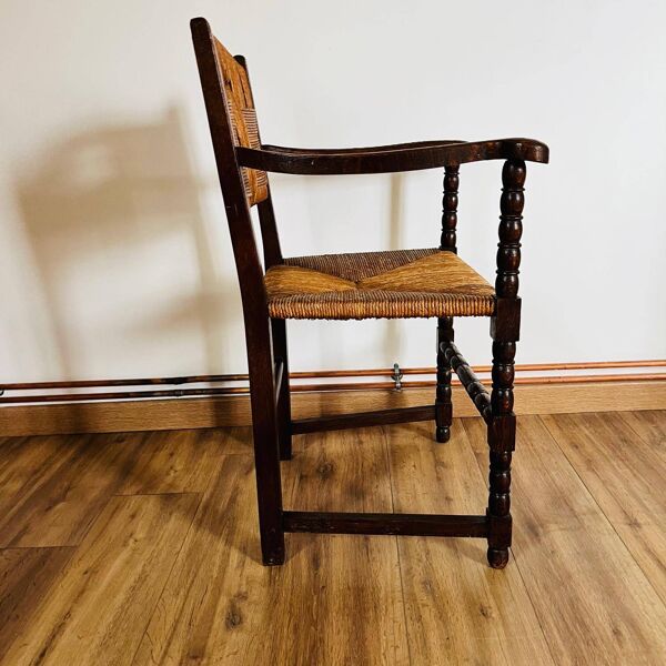 Fauteuil bois et paille