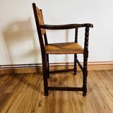 Wood and straw armchair