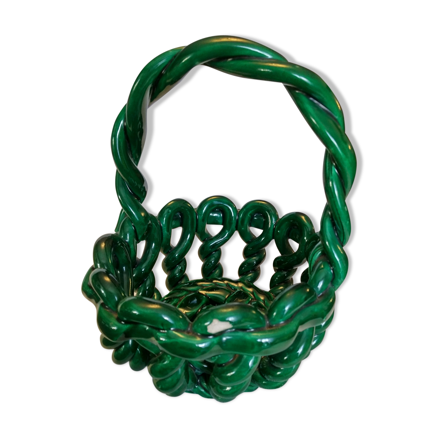 Ceramic braided basket