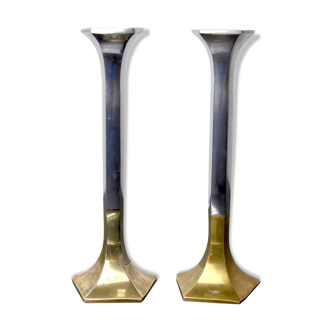 Pair of brutalist candlesticks by david marshall, 1980, spain
