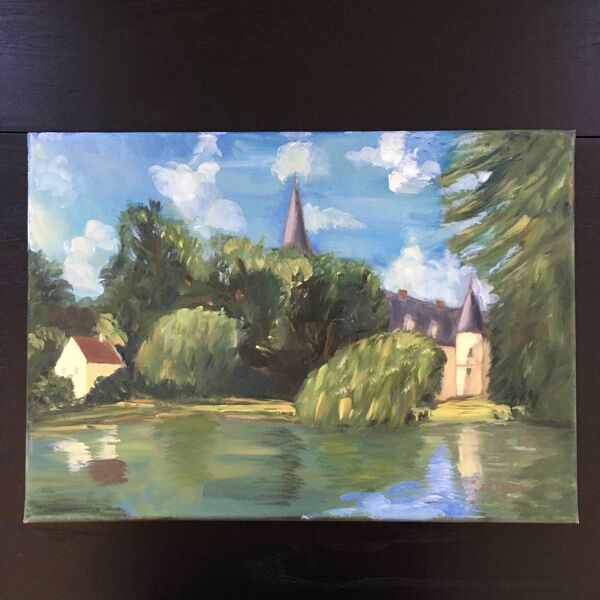 Tableau le château et la maison du lac