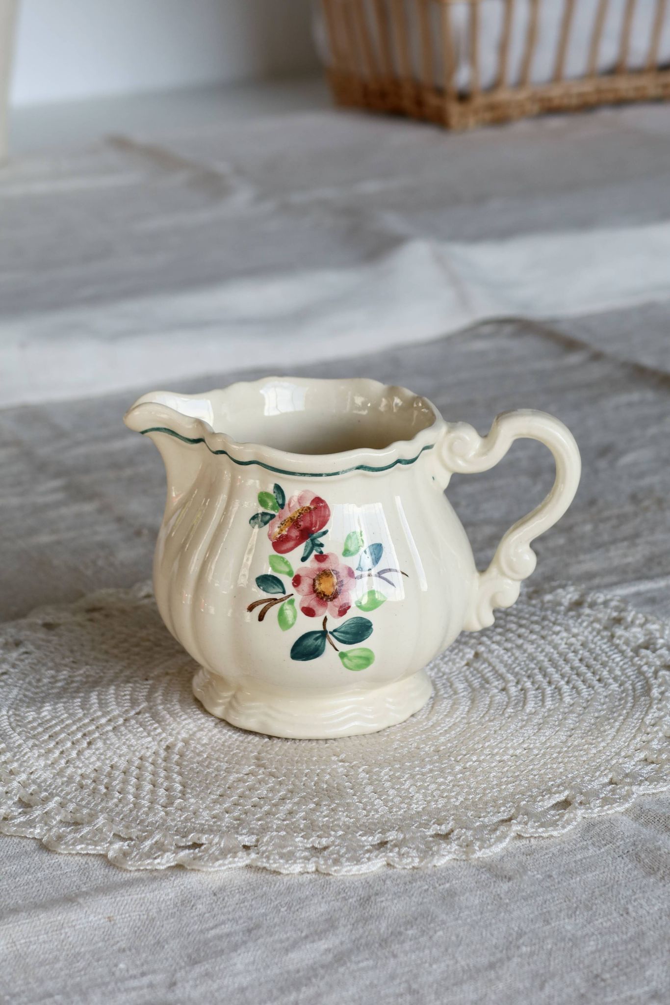 Vintage Sarreguemines “Amazonas” hand-painted milk jug
