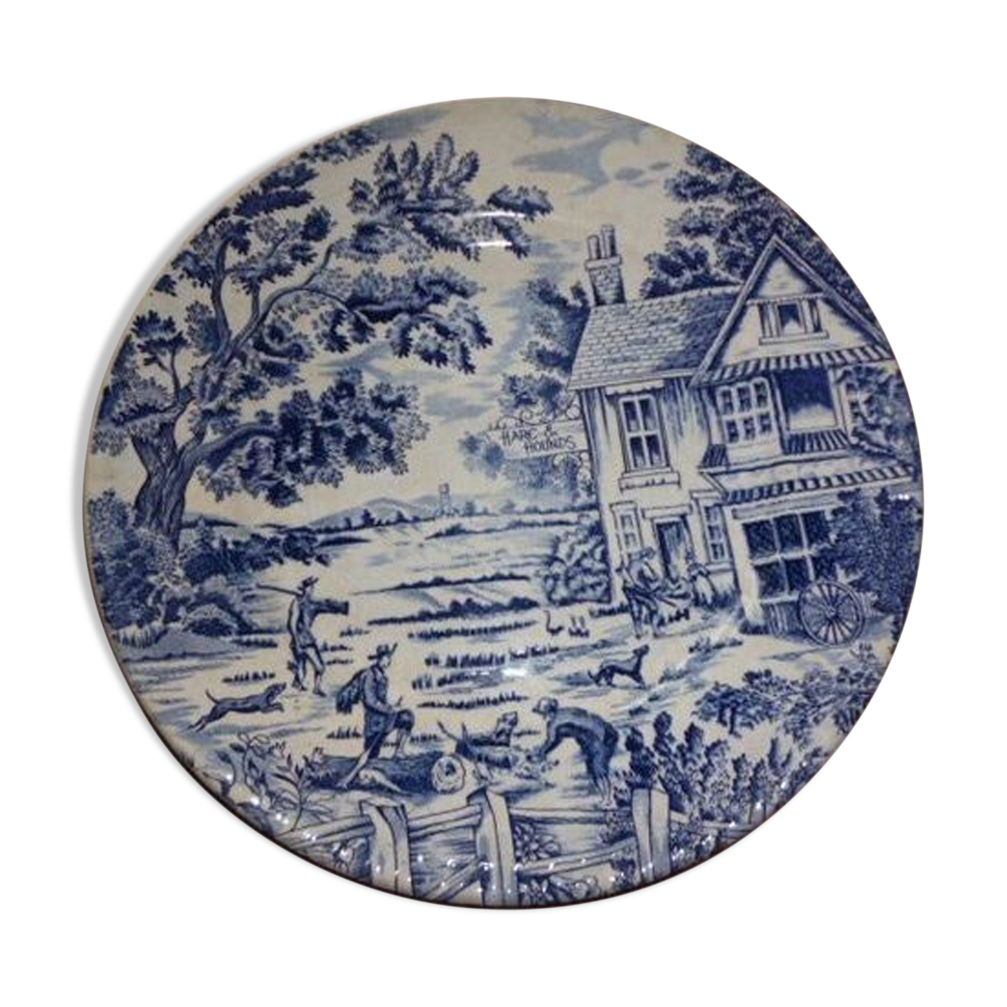 Plate old blue ceramic patterns