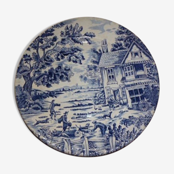 Assiette motifs bleu ancienne en céramique