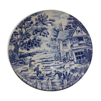 Assiette motifs bleu ancienne en céramique