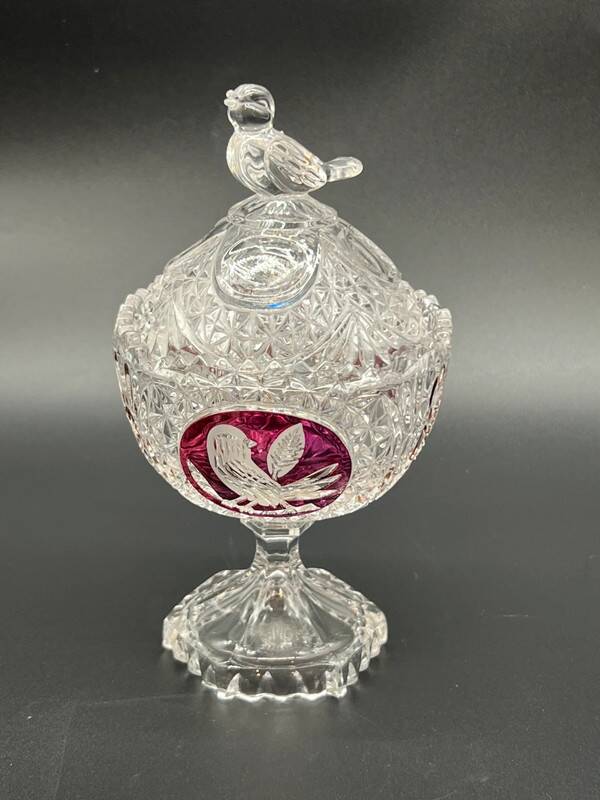 Hofbauer Crystal Candy Box - "Ruby Birds" Model