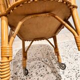 Vintage rattan doll basket