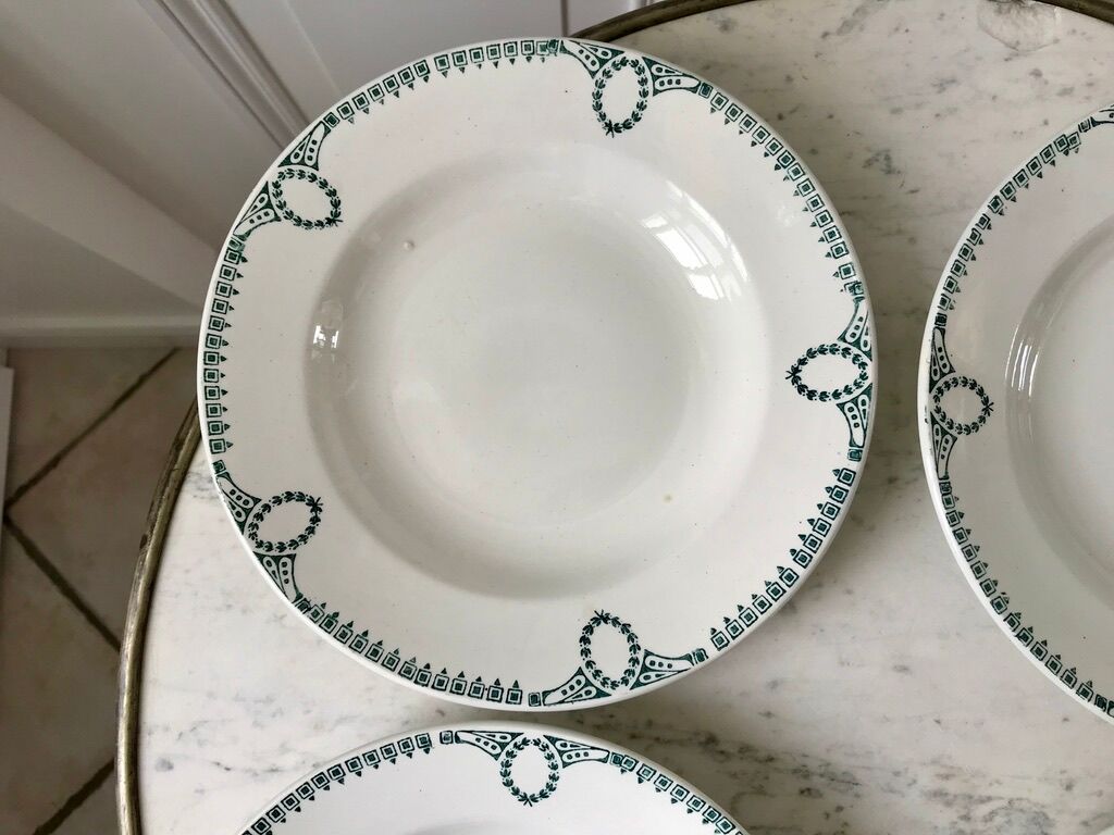 4 hollow plates Terre de Fer Saint-Amand early twentieth century