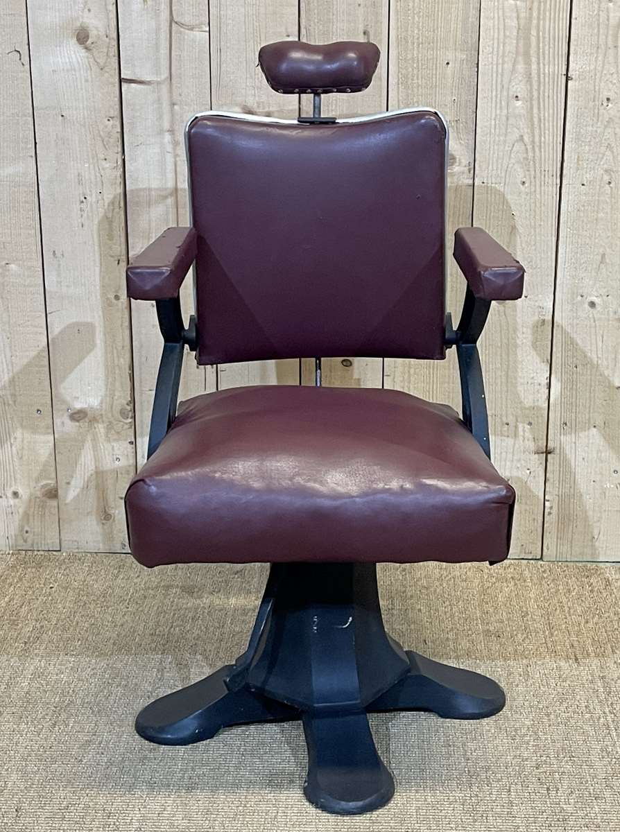 1950s hairdresser's chair covered with skaï - slightly reclining backrest