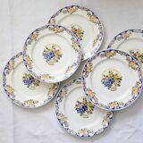 Set of 6 Boch dinner plates, Fructidor service, vintage