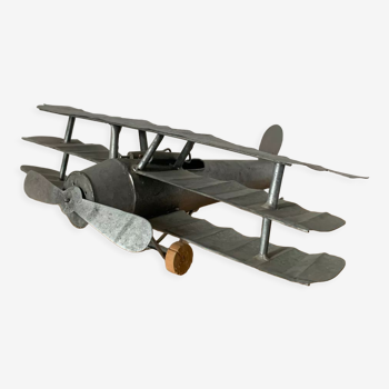 Avion vintage décoratif en métal (peut se suspendre)