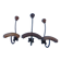 Set of 3 double bistro coat racks in wood and metal