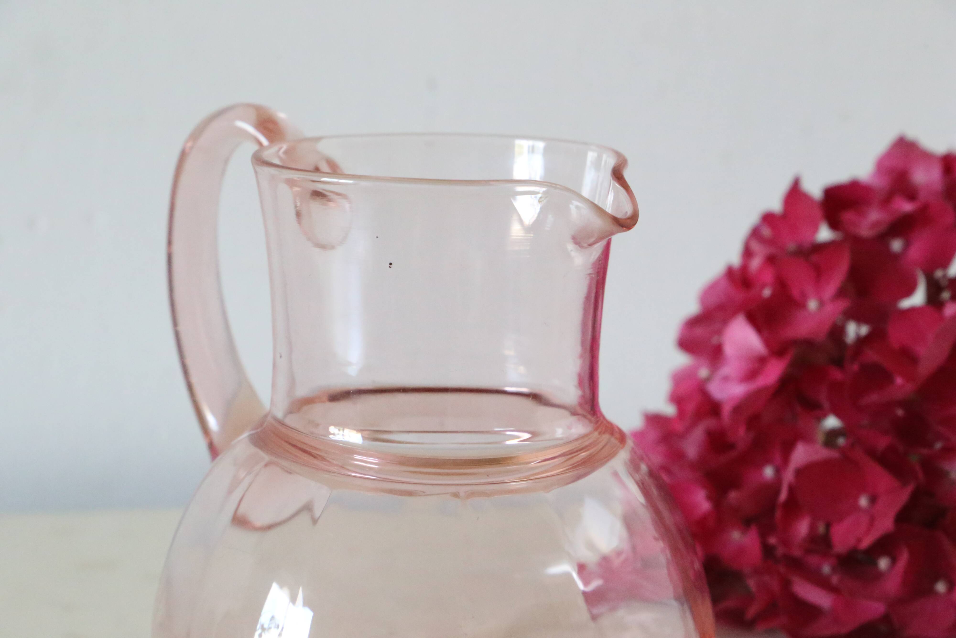 Antique pink glass pitcher