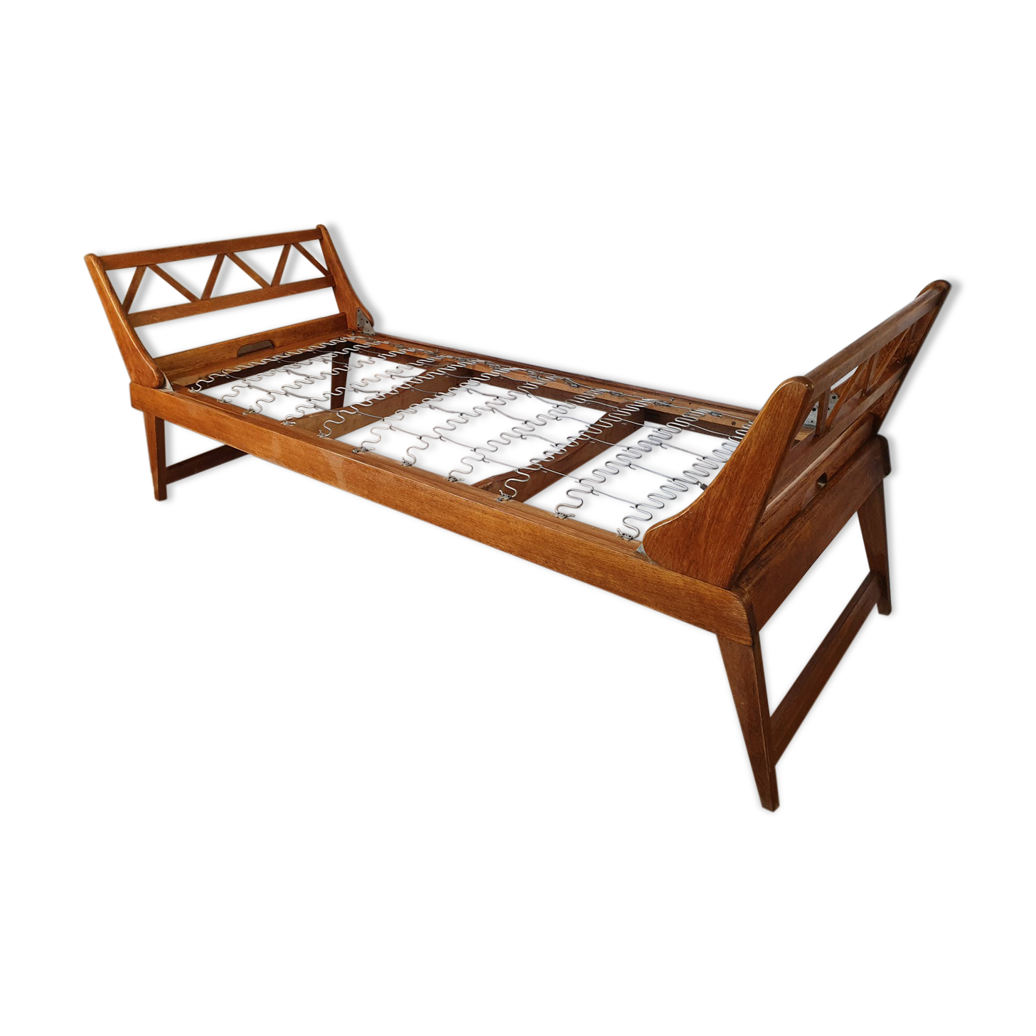 folding bed wood, daybed, solid oak, vintage, 50s