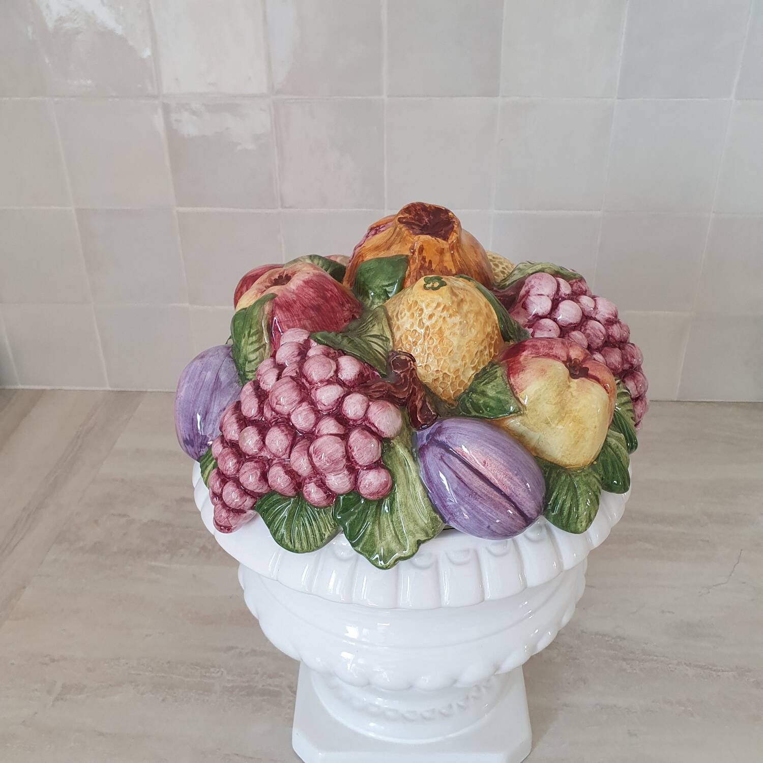 Medici vase and slipware fruit composition