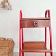 Small piece of furniture - boarding school type bedside table wood red metal