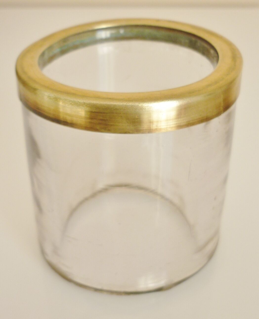 Old miner's lamp, thick glass, brass, metal