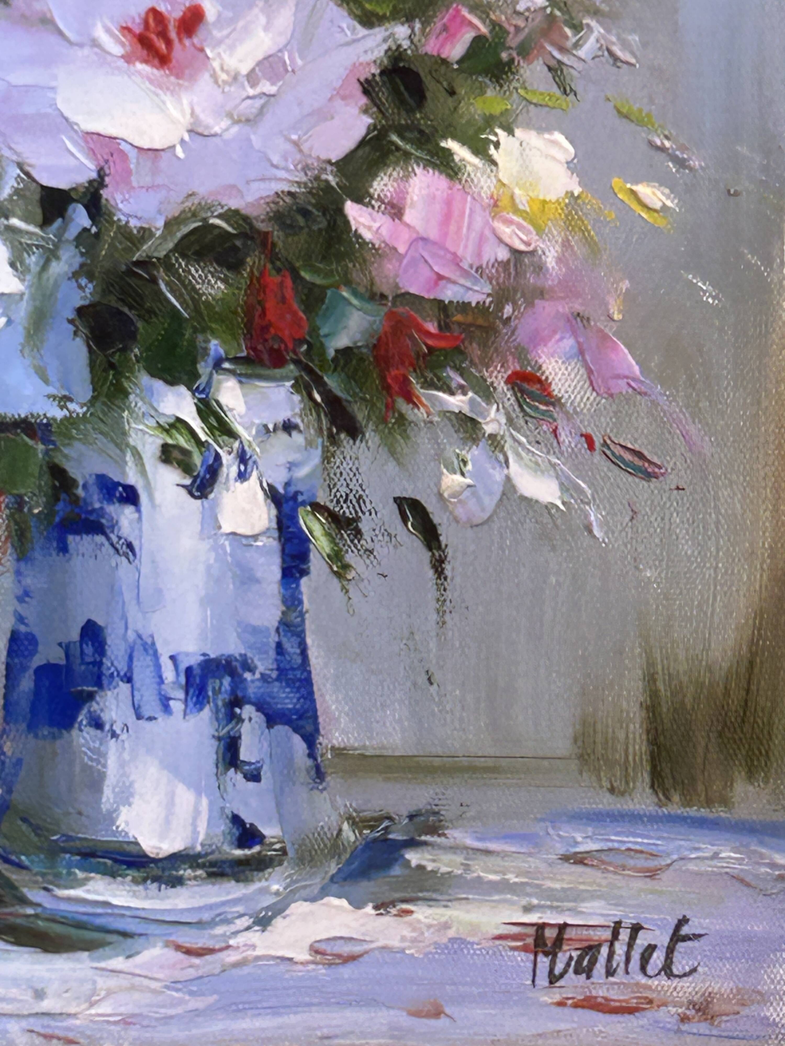 Tableau huile sur toile, Bouquet de Fleurs, Signé Mallet