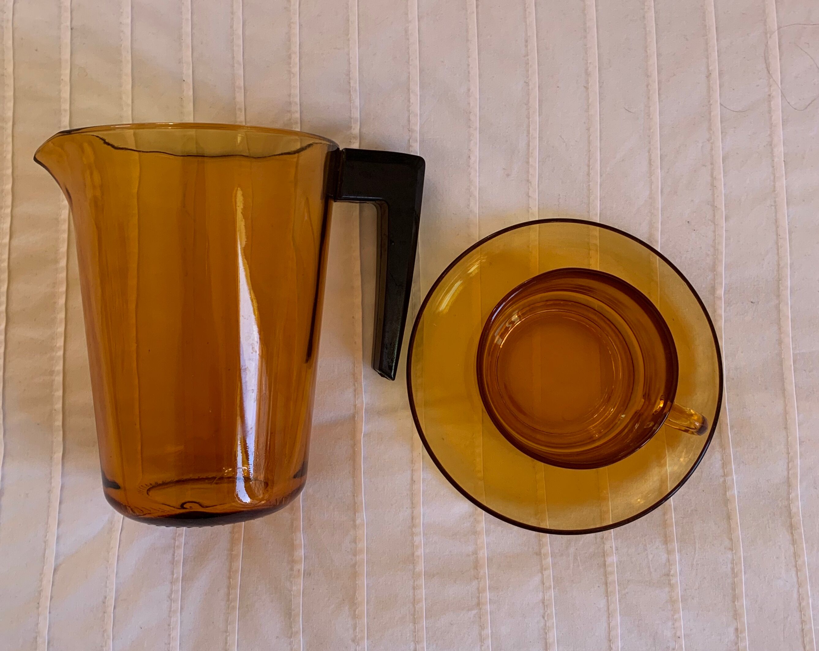 70's smoke glass carafe