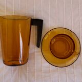 70's smoke glass carafe