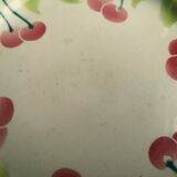 Old decorative plate in barbotine by luneville cherry motif