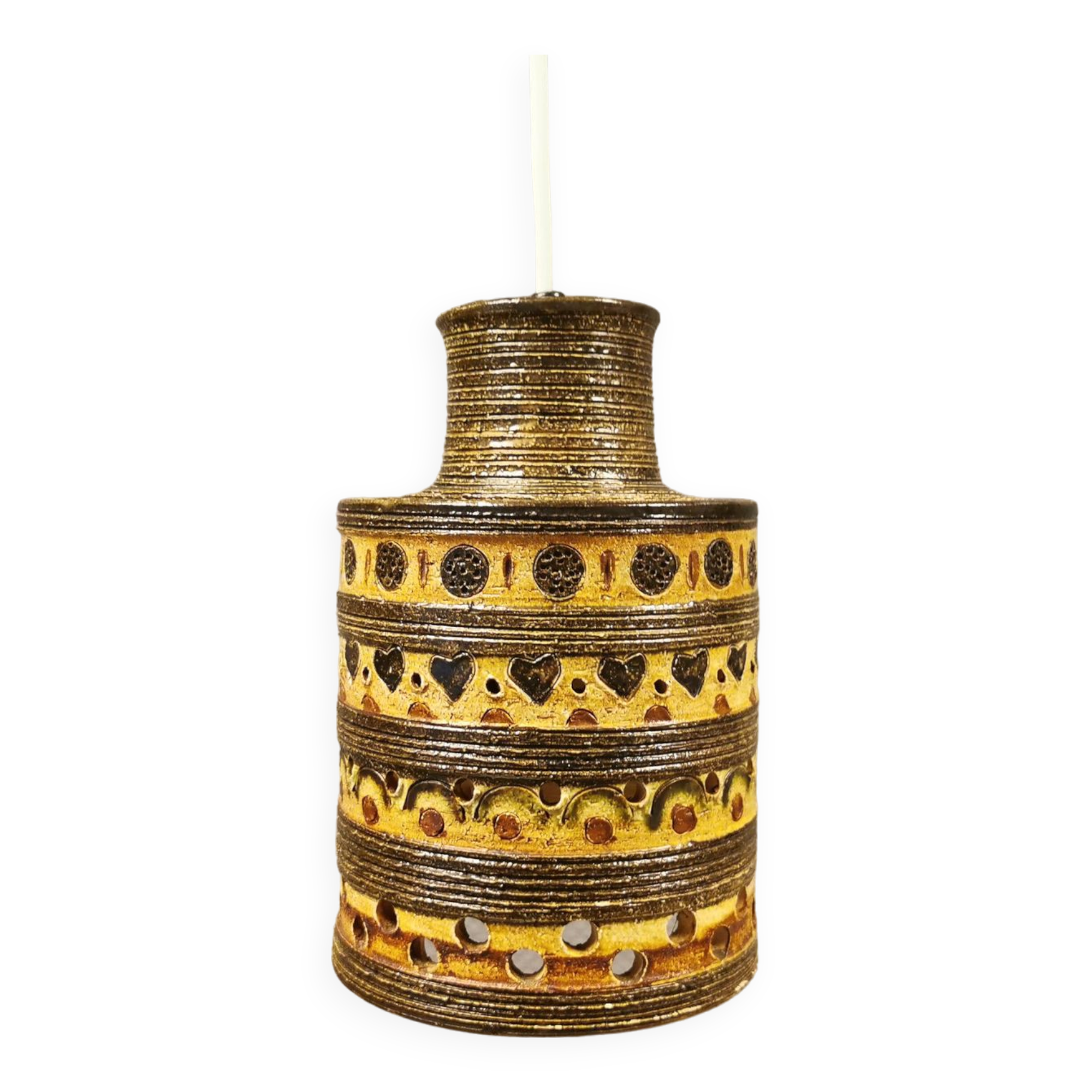 Danish ceramic hanging lamp designed by Jette Hellerøe in the 1970s.