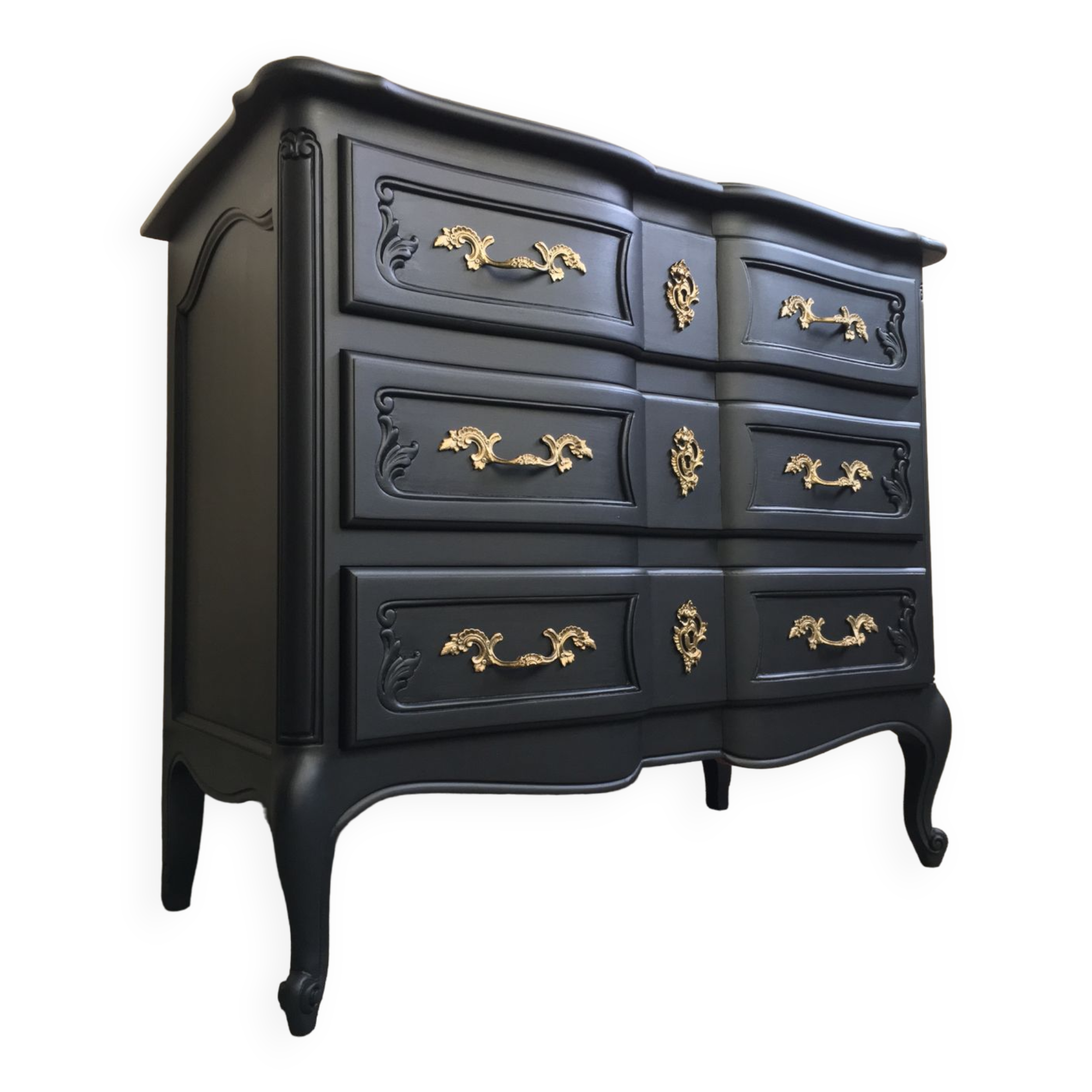Revamped vintage black chest of drawers