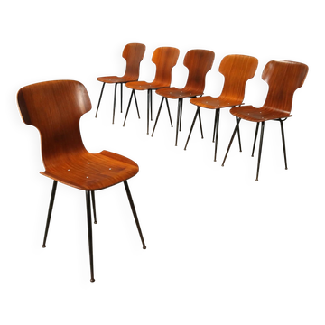 Vintage plywood and metal chairs, Italian design, 1960s.