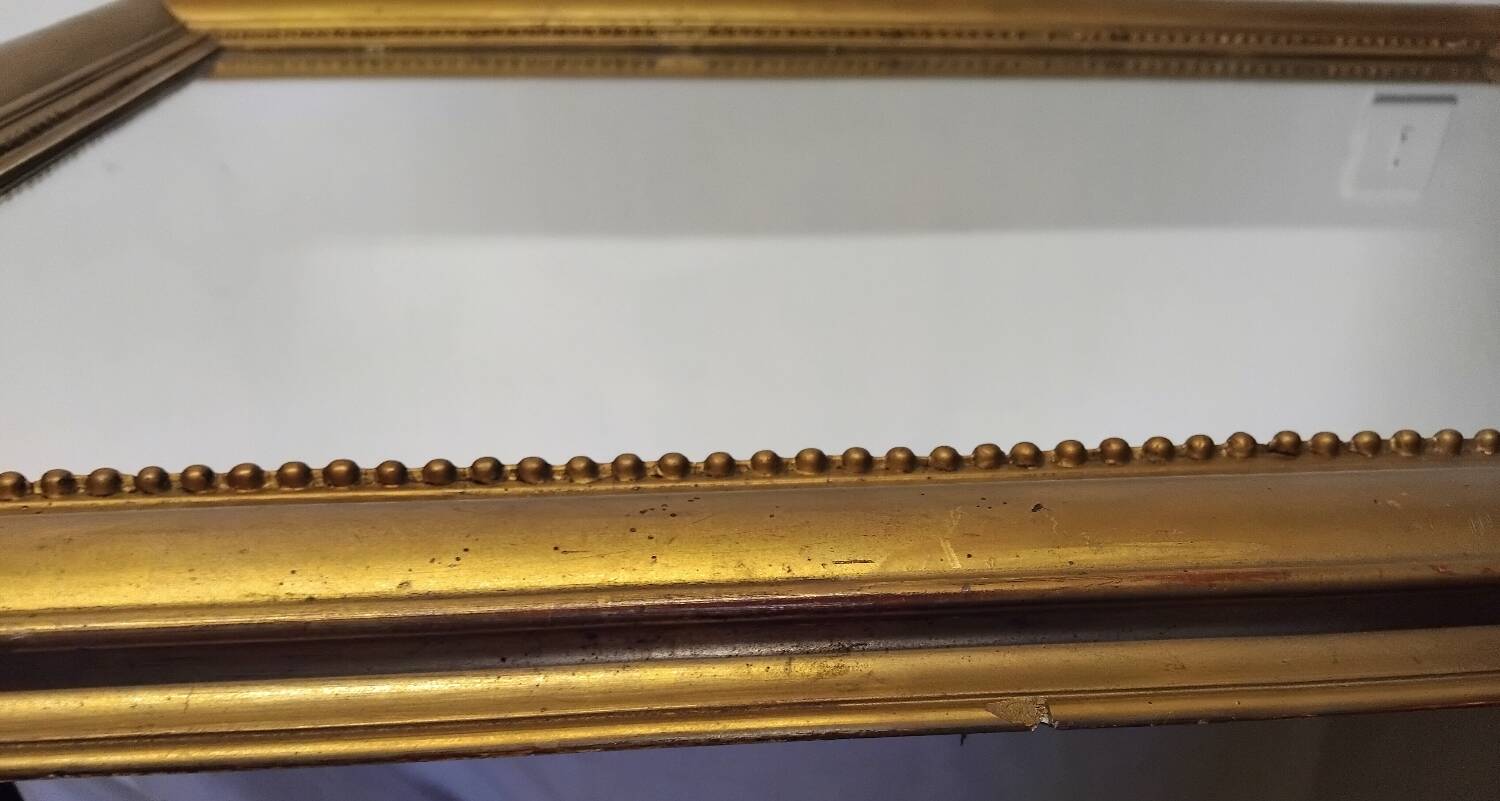 Antique wooden and plaster mirror 69x93cm