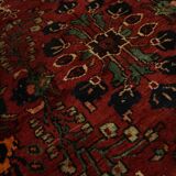 Tapis de couloir vintage en laine à motif floral rouge bordeaux, tapis oriental des années 1950, 110 x 350 cm