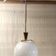 25 cm opaline globe and brass pendant light - 1940s/1950s