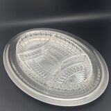 Plat en métal argenté avec coupelles compartimentées en verre