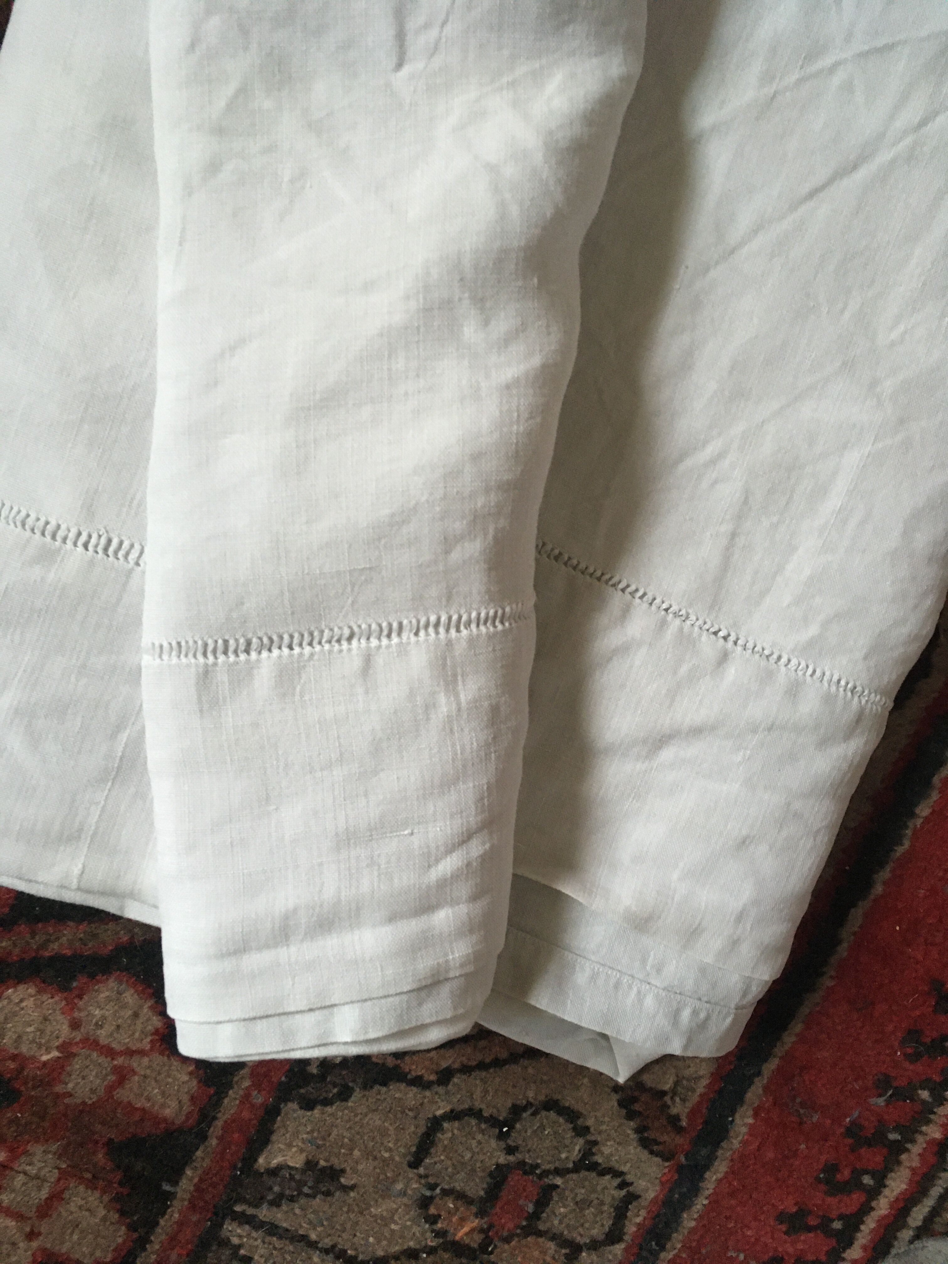 Linen thread sheet with monogram M M