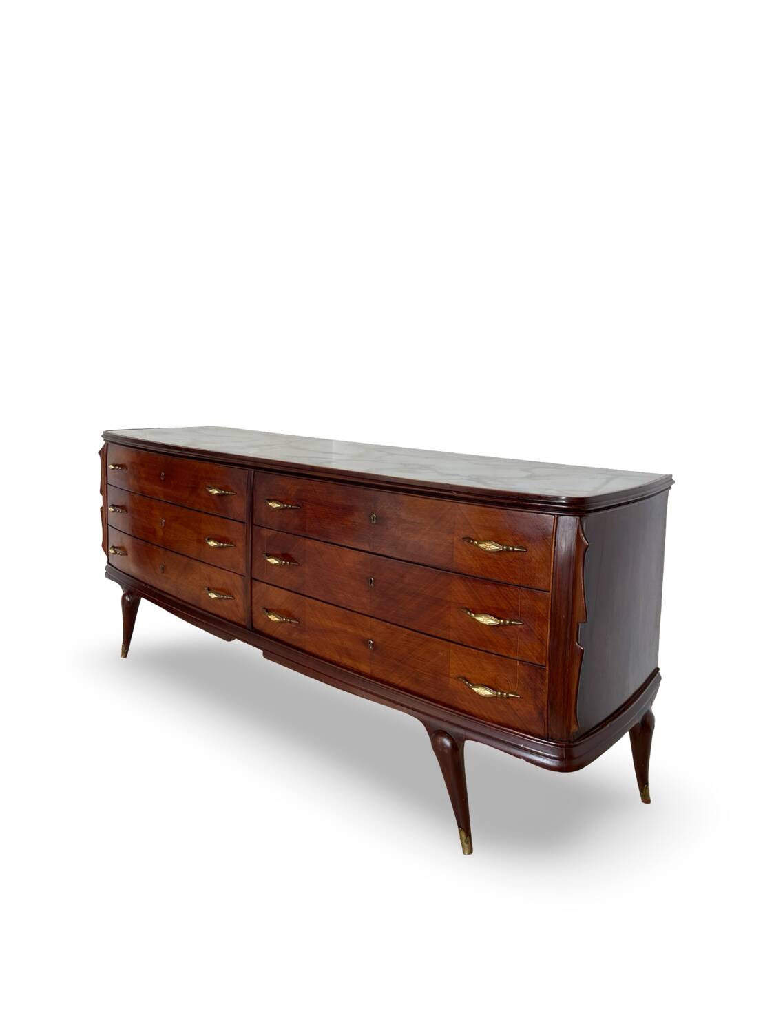 Commode en placage de palissandre avec plateau en onyx vert