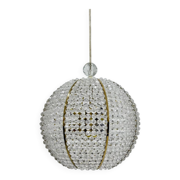 Brass & acrylic ball hanging lamp pendant by Emil Stejnar, 1950s