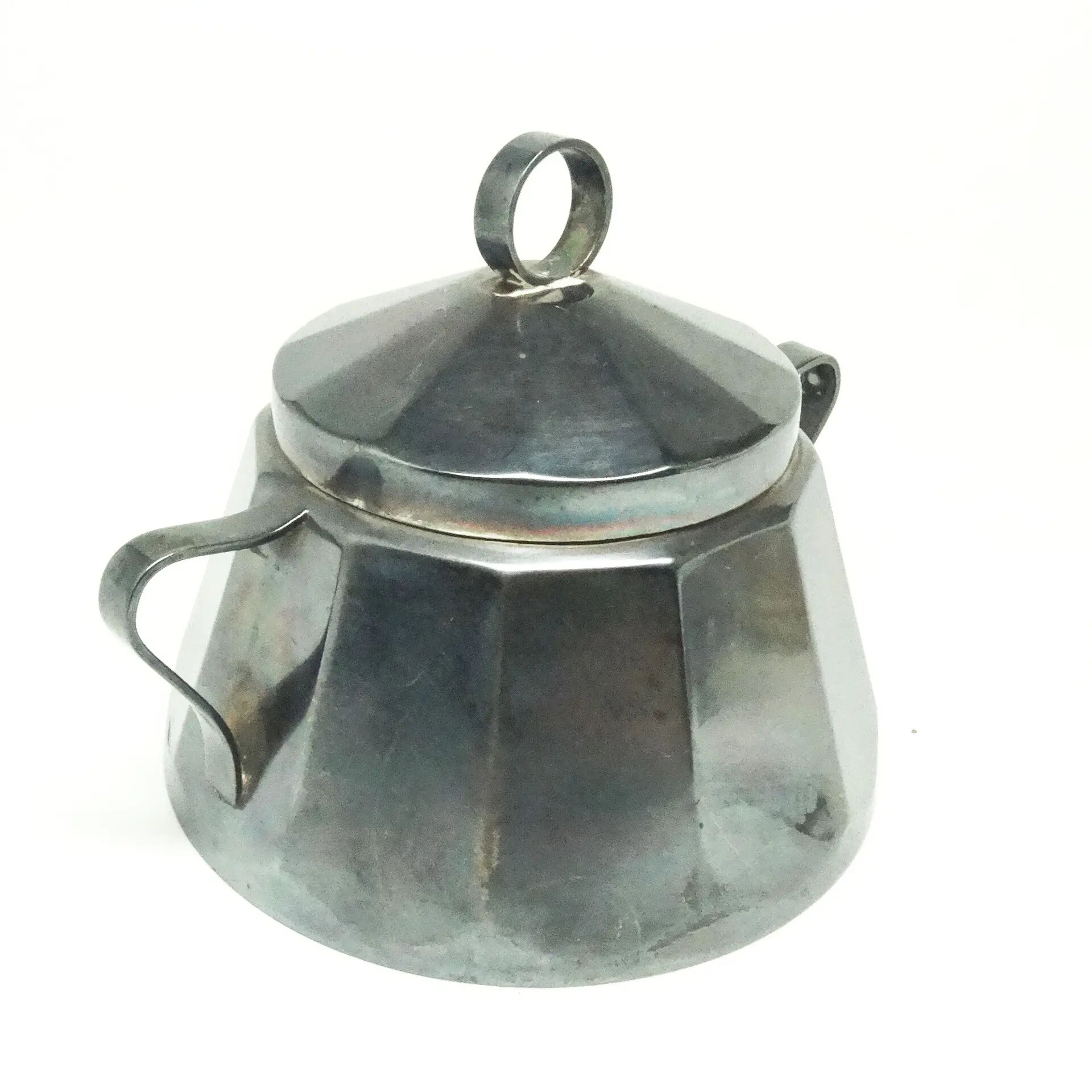 Sugar bowl, postmodernism, silver-plated brass, Poland, 1970s
