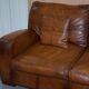 Hand-dyed leather vintage-style sofa