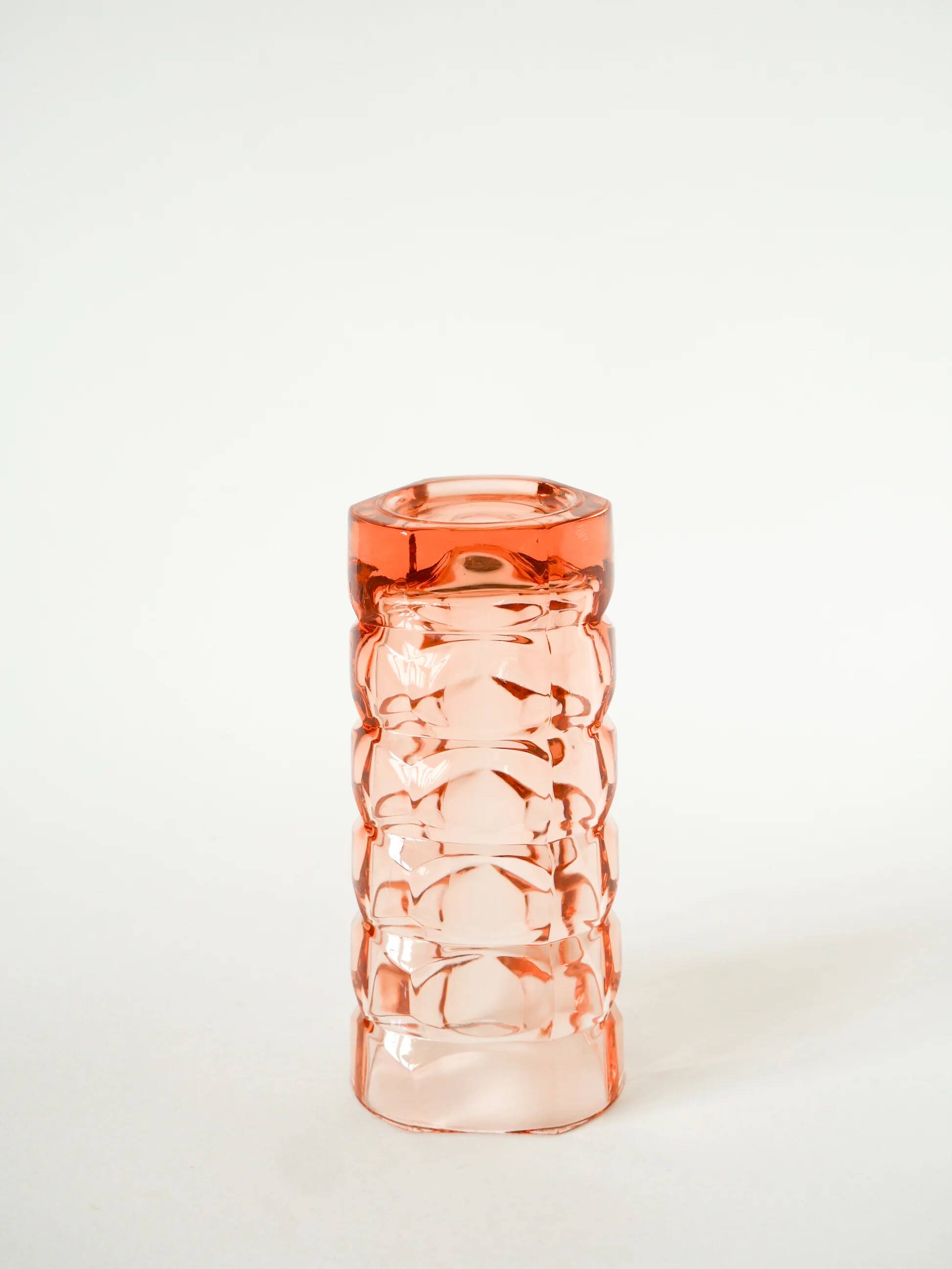 Faceted pink glass vase, 1960