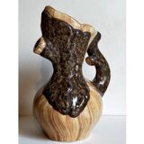 Faux-bois ceramic pitcher signed "Cérart" MONACO vintage