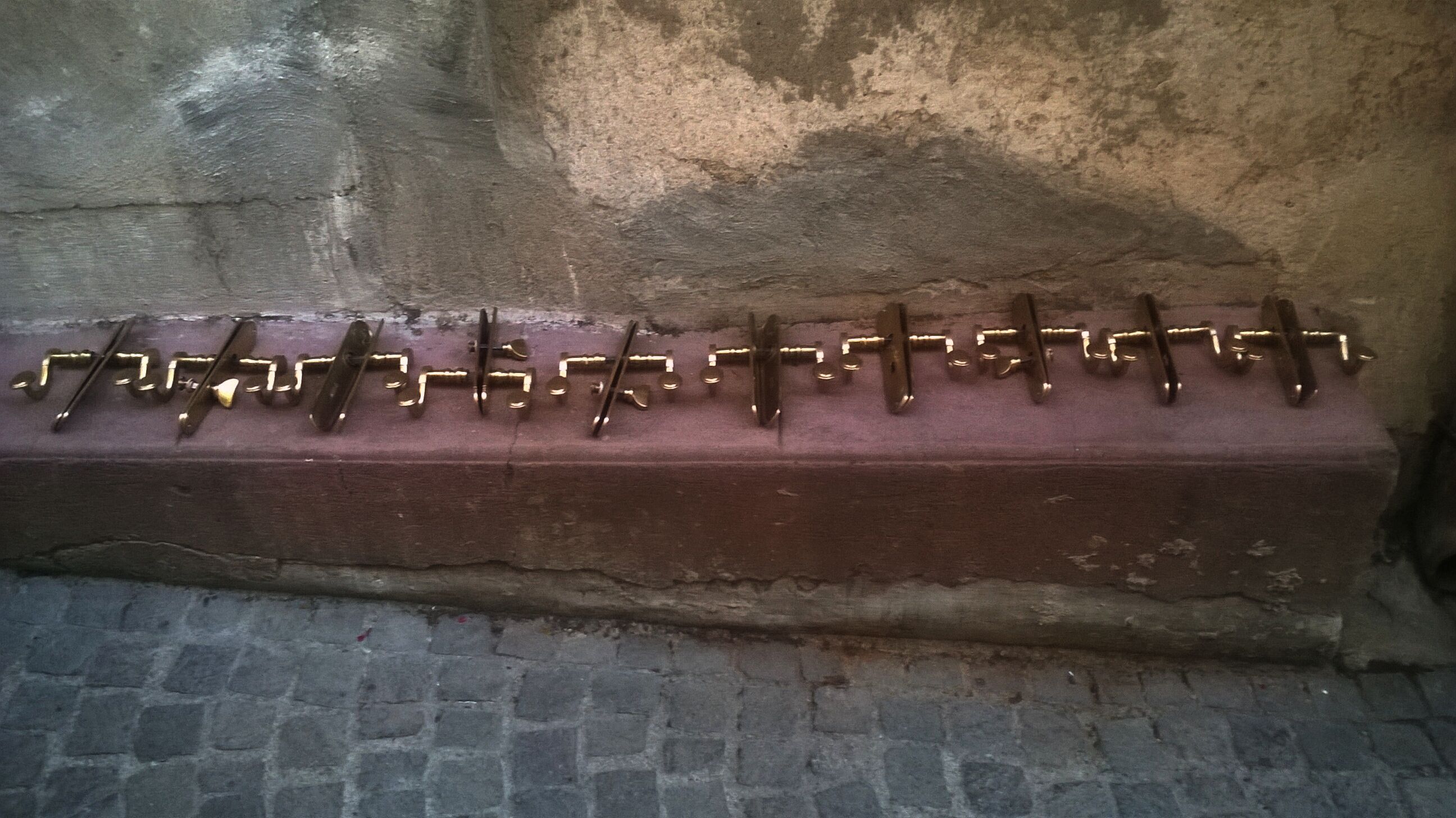 Series of ten sets of vintage door handles