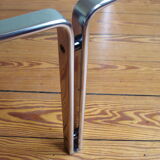 Table basse vintage par Horst Brüning pour Kill International, acier et verre chromés, années 1960.