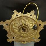 Louis XVI style pendant light / ceiling light / ogive chandelier - gilded bronze & chiseled glass