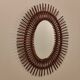 Large oval bamboo rattan sun mirror