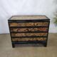 Commode noir placage feuille noir quatre tiroirs