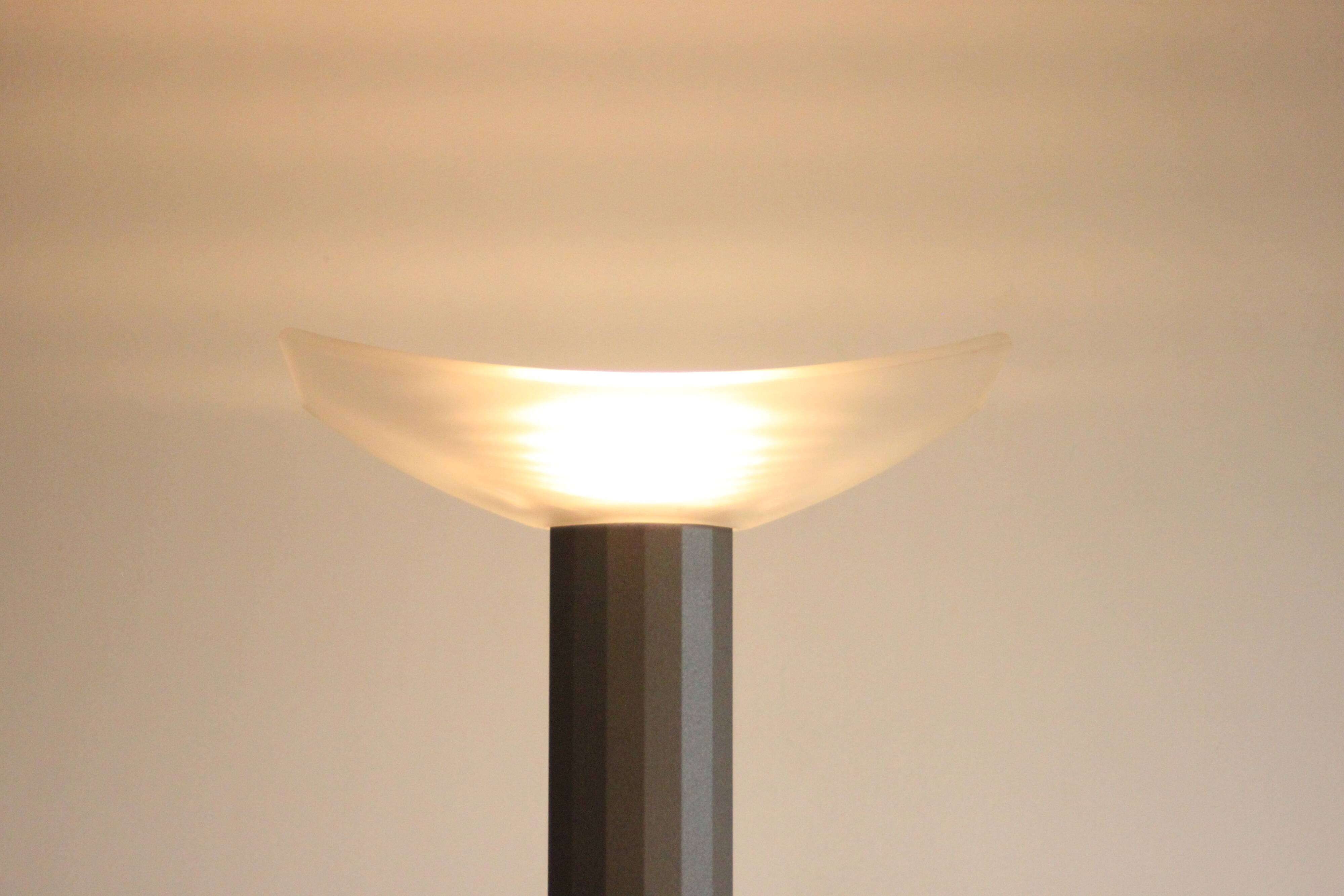 Valenti Luce uplighter with glass shade, Italy 1980s-1990s