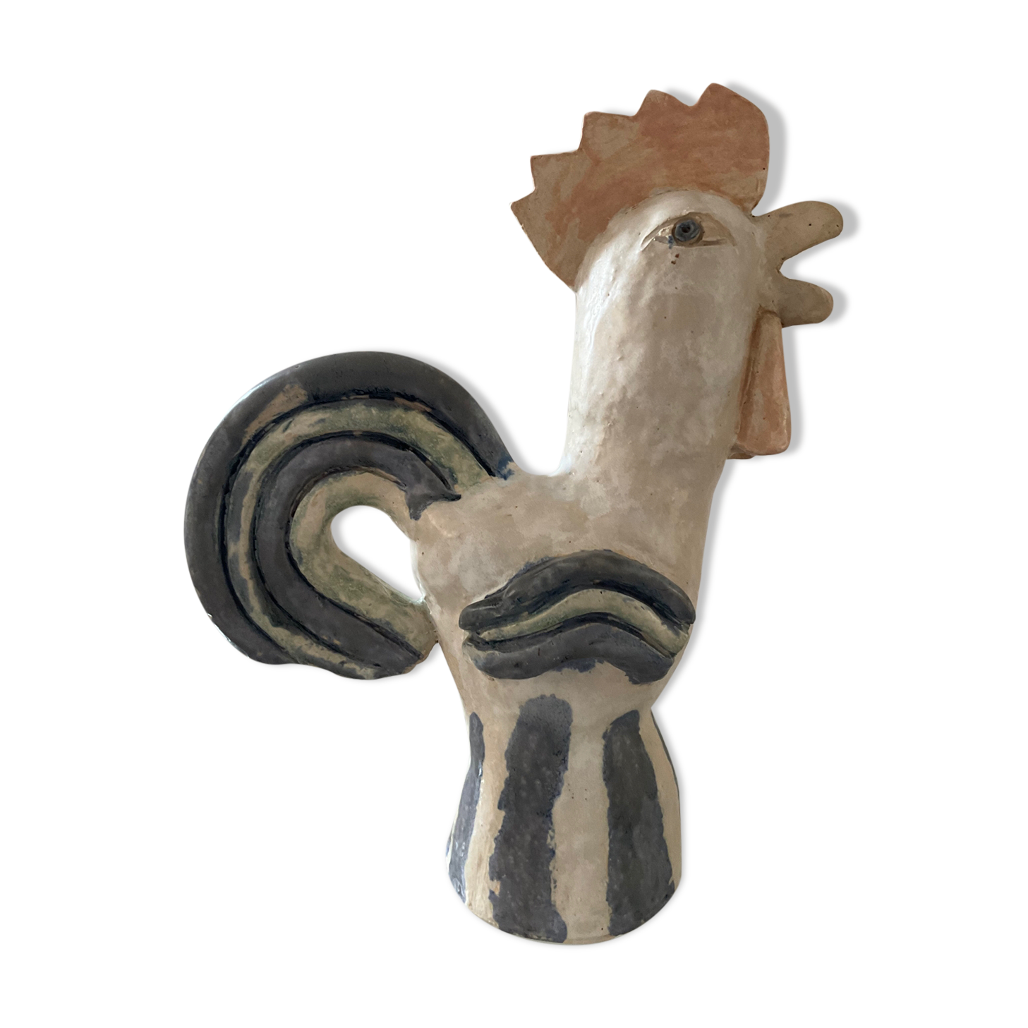 Vintage coq from the 60s in glazed stoneware