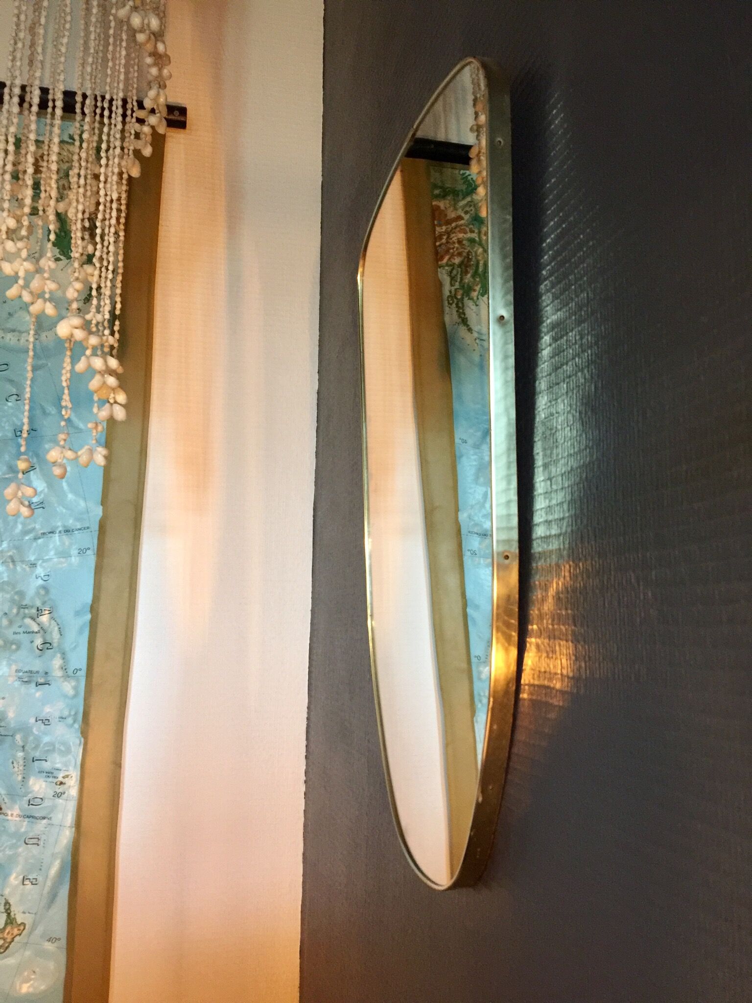 Miroir retroviseur doré 58x34cm