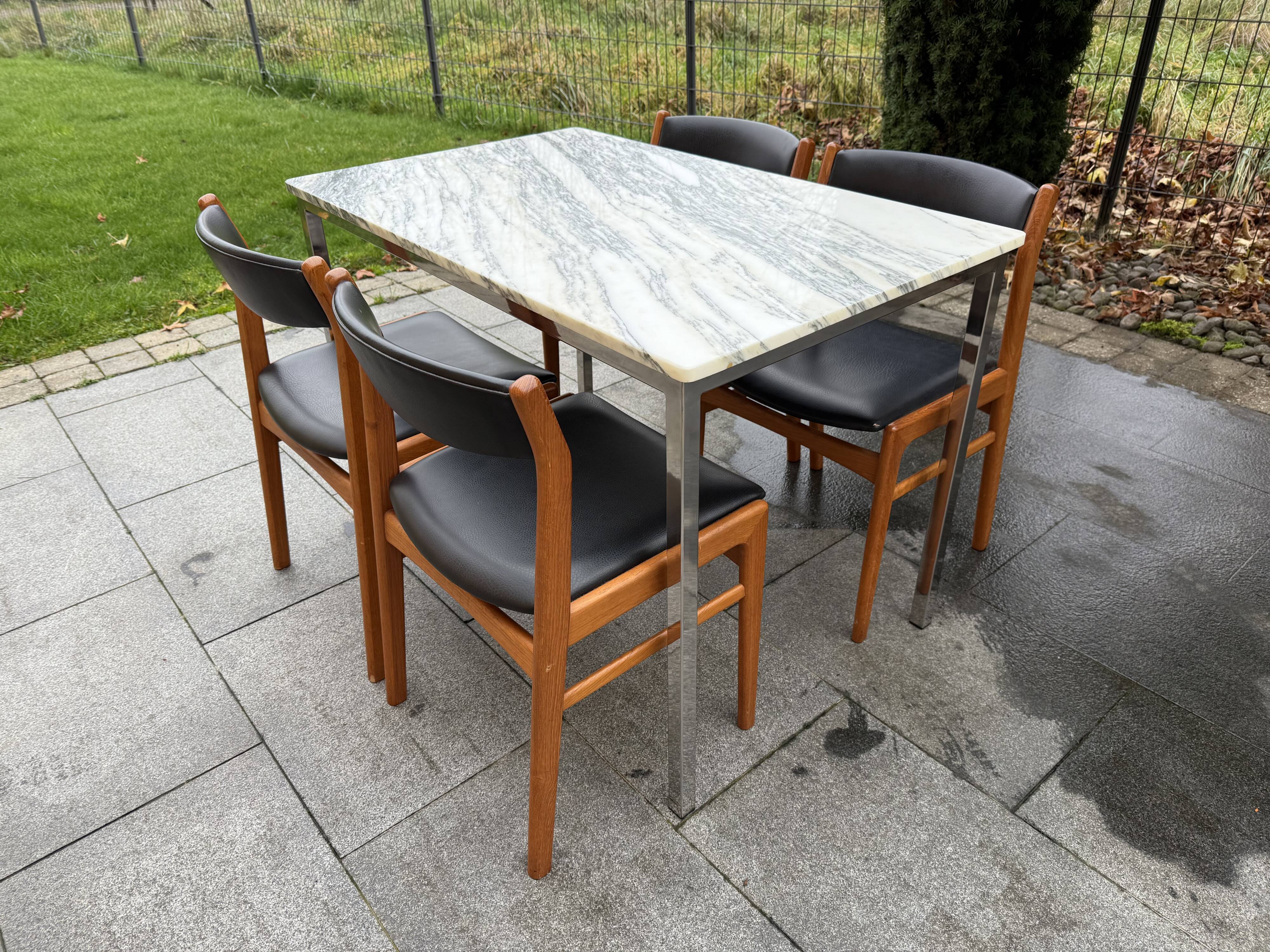 1970s chrome marble dining table