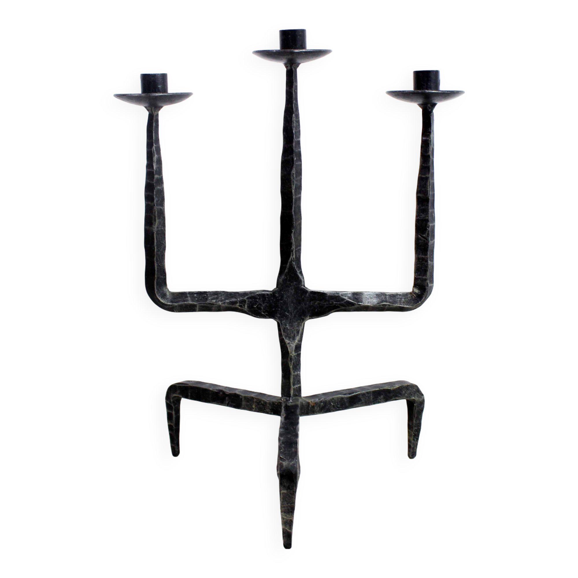 Brutalist cast iron candle holder 1950