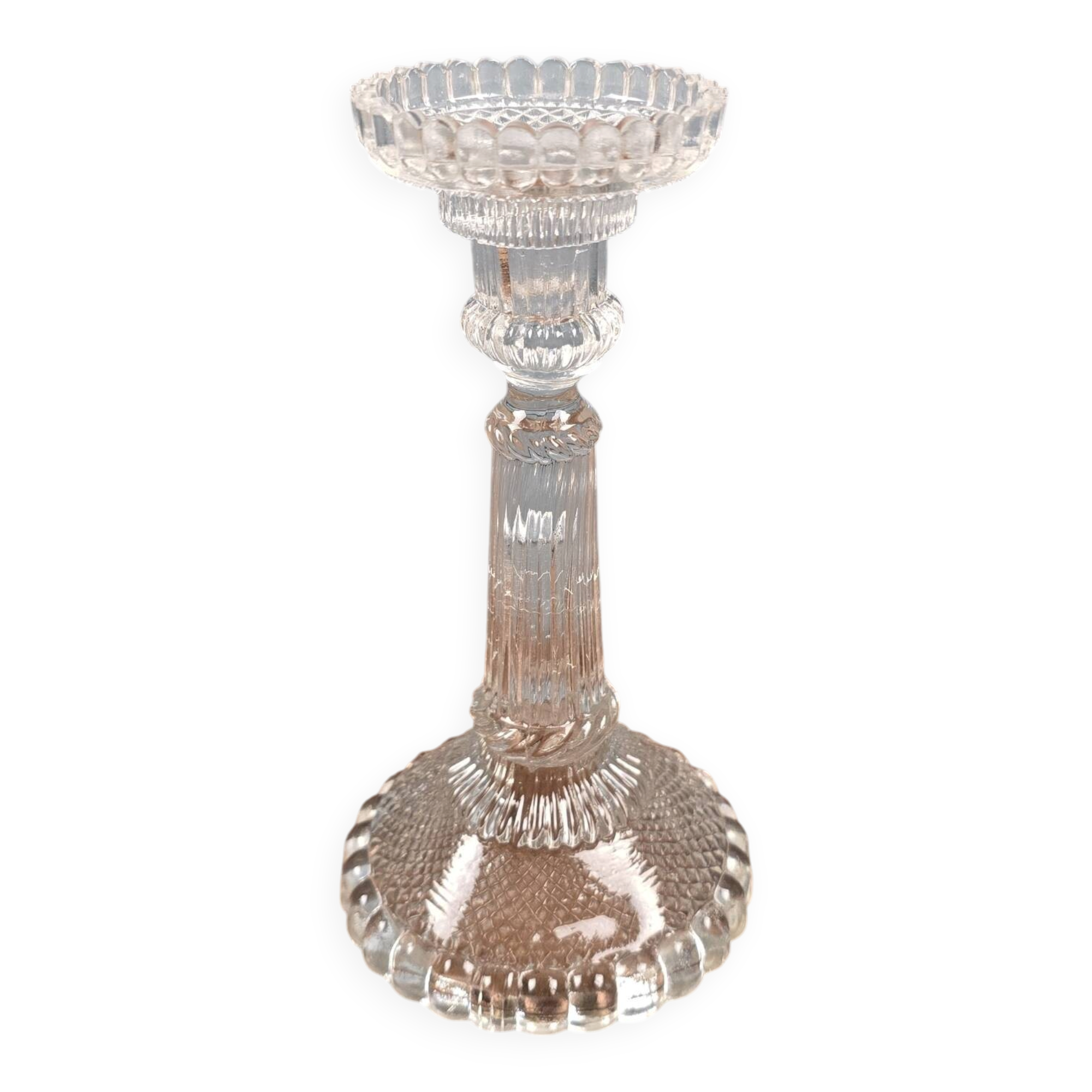 Old large moulded glass candlestick